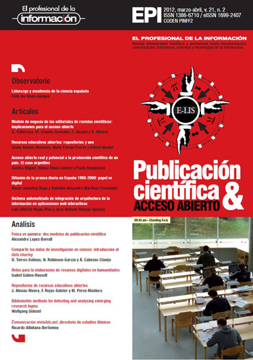 					Ver Vol. 21 Núm. 2 (2012): Publicación cientí­fica y acceso abierto
				