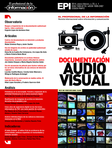 					Ver Vol. 23 Núm. 1 (2014): Documentación audiovisual
				