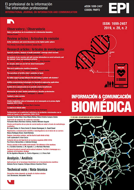 					Ver Vol. 28 Núm. 2 (2019): Información y comunicación biomédica
				