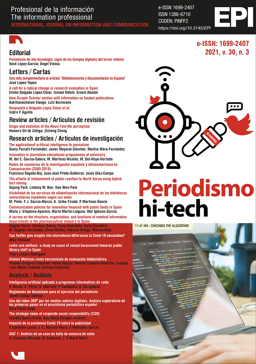 					Ver Vol. 30 Núm. 3 (2021): Periodismo hi-tech
				