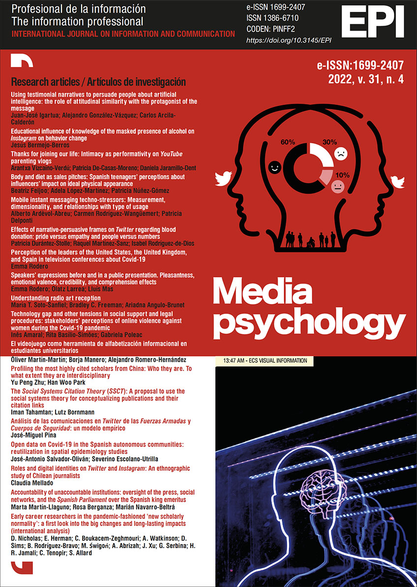 					Ver Vol. 31 Núm. 4 (2022): Media psychology 
				