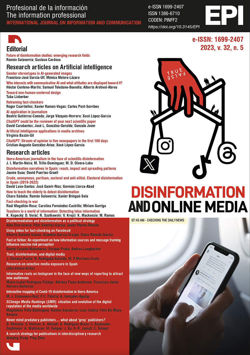 					View Vol. 32 No. 5 (2023): Disinformation and online media 
				