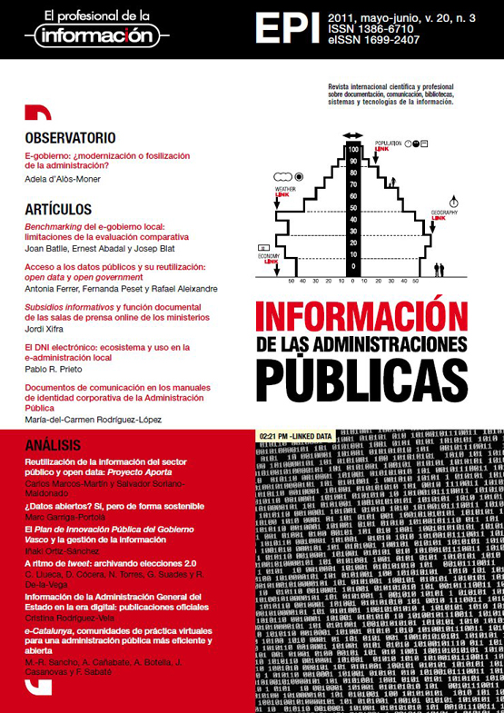 					Ver Vol. 20 Núm. 3 (2011): Información de las administraciones públicas
				